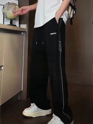 #冰丝裤 #夏季穿搭 冰丝裤子男夏季薄款2025新款宽松直筒条纹阔腿运动休闲长裤#显高显瘦 #个性穿搭 #百搭神裤