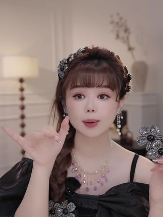 黑加仑花花发箍高级丝绒轻奢立体花卉头饰带齿先高颅顶优雅发饰女#头饰发饰 #发饰