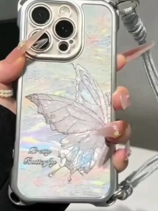 流光蝴蝶挂绳适用iPhone苹果16手机壳华为p 70vivoppo小米15软套14#手机壳 #好物推荐🔥 #数码科技 #仙女必备 #蝴蝶
