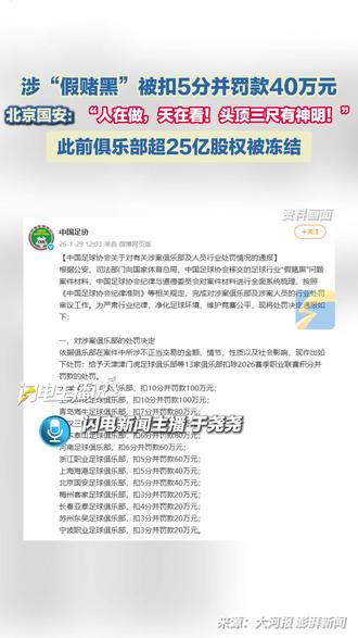 涉“假赌黑”被扣5分并罚款40万元,北京国安发文称:“人在做,天在看!头顶三尺有神明!”#国安 #假赌黑