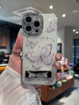 金属蝴蝶适用苹果15华为vivo/oppo小米iPhone16精孔贝壳纹手机壳#爱了爱了 #防摔手机壳 #我又心动了 #仙女必备 #闺蜜同款