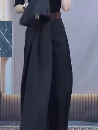【送腰带】高级感黑色西装裤2025秋季新款高腰显瘦垂感休闲阔腿裤#早秋不费力显贵穿搭#早秋姐感穿搭气质顶满#琥珀流光风外套太适合秋天了 #轻松解锁秋季穿搭 #早秋高智感职场穿搭