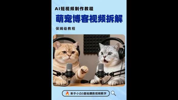 萌宠播客视频拆解,小白也能轻松学会的视频教程#ai创作浪潮计划 #ai视频 #ai教程 #干货分享 #一分钟干货教学
