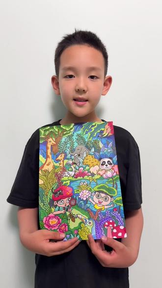 我家王宸浠小画家上线啦!参加黑龙江省环境保护志愿者联合会举办的守护生物多样性艺术作品征集。用一支画笔,守护大美龙江的生灵!#龙江生态小卫士 #大美龙江志愿有我