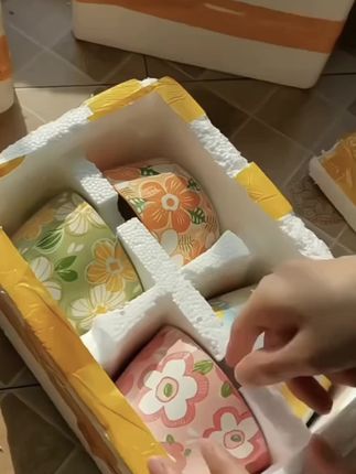 4色装花漾时光碗盘瓷高颜值碗家用吃饭加釉下彩防烫新款餐具#高颜值碗
