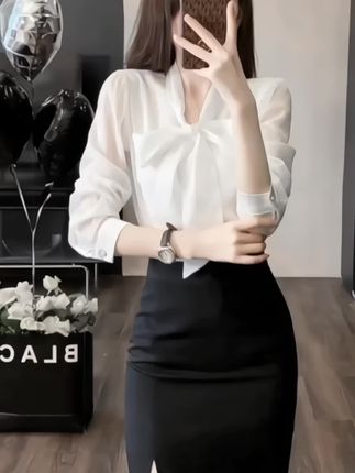 #上热门话题🔥🔥🔥 短袖雪纺白衬衫夏款前台美容师穿搭工作服职业气质女套装包裙夏#优雅气质 #好身材好气质 #穿出高级感 #气质女人