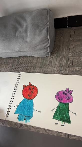 我先交作业,广大网友们你们三岁的孩子都有什么绘画作品?#儿童创意手绘 #孩子的想象力 #画小猪佩奇 #可爱卡通绘画 #我的朋友佩奇