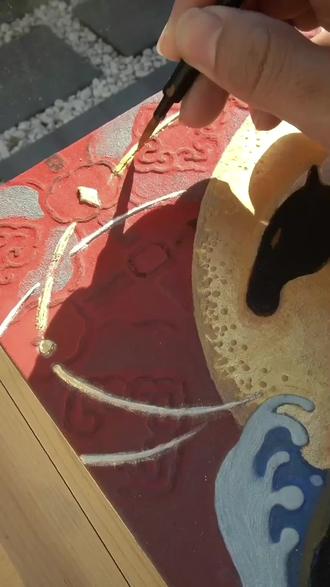 用岩彩画一匹时代的骏马 #非遗文化 #传统文化 #岩彩 #岩彩画 #简熹岩彩