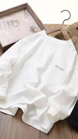 姐妹们快来看看这件超级好看的纯棉刺绣长袖T恤吧!它是今年的新款设计,简约又大气,可以轻松搭配各种衣服裤子,非常实用#休闲上衣#百搭上衣#刺绣上衣#长袖内搭#打底衫