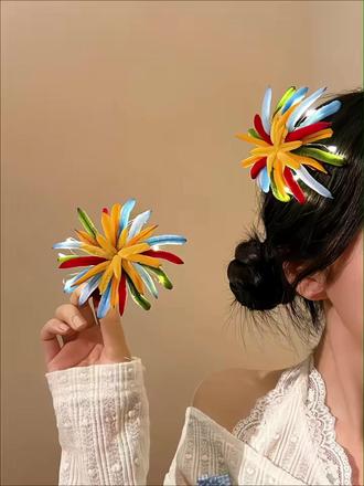 国风新年扭扭棒发光发夹头饰,拍照超出片~ #发夹 #发饰 #手工 #头饰发饰 #出片神器