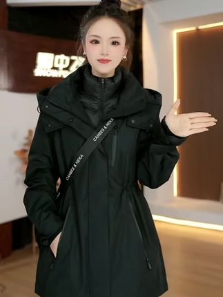 #冬季新款 雪中飞冬装三合一可拆卸羽绒服派克收腰中长款鸭绒外套#谁穿谁好看#爆款热卖中