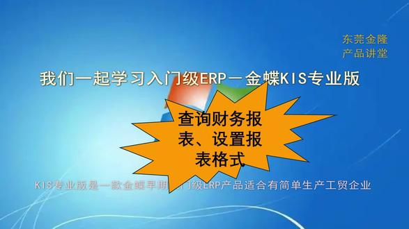 金蝶KIS专业版&报表查询及格式设置(十一)