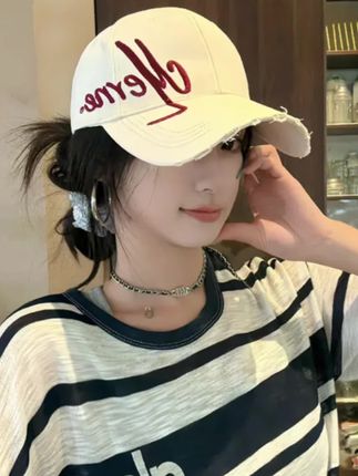 字母刺绣黑色棒球帽女夏季百搭宽帽檐鸭舌帽大头围显脸小韩版帽子#帽子 #出门必备 #棒球帽 #出游穿搭 #鸭舌帽