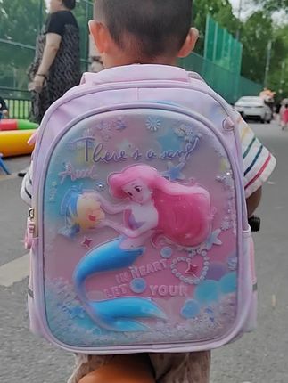 #儿童书包 幼儿园3-6岁女孩立体美人鱼书包,带有流沙亮片超可爱公主背包,爱莎公主大容量防水双肩包#书包 #背包 #小孩书包 #遛娃神器