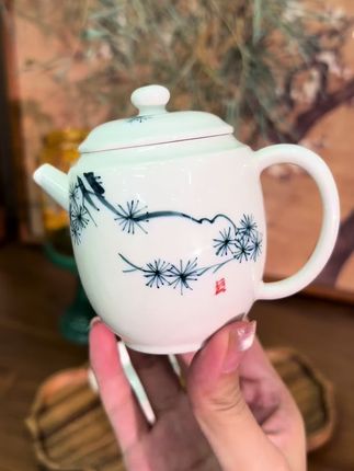 灰釉凝松色,一壶藏岁寒 拆开这把草木灰松柏小壶时,竟想起“松风吹解带,山月照弹琴”的意境。哑光灰釉像蒙着晨雾的山野,手刻的松柏纹顺着壶身舒展,针叶细节透着股韧劲,不是刻意的精致,是藏在肌理里的雅致。 闲时泡上半壶老枞水仙,壶柄握感刚好,茶汤顺着利落的壶嘴流出,不撒不挂。看着松柏纹映在茶盘上的浅影,忽然懂了古人说的“茶器即心境”——不用繁复装饰,一把有风骨的小壶,就把日子过成了诗。#茶具茶艺 #陶瓷茶具 #高端瓷器 #茶具好物推荐 #茶壶茶具