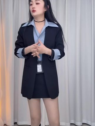 时尚套装V领西服套装长袖2025秋季女装新款时尚显瘦休闲两件套