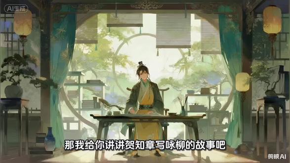 1一首诗看懂春天的柳树,小朋友超爱听#咏柳古诗配画