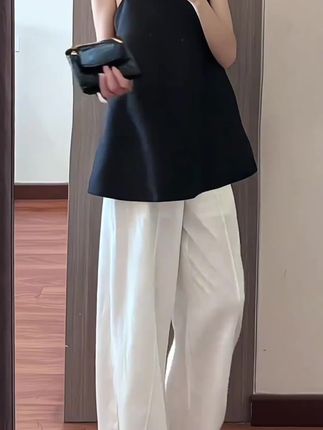 辣妹黑色抹胸气质显瘦一字肩吊带女2025夏季新款时尚高腰阔腿裤#夏季穿搭 #高级感穿搭 #穿搭ootd #ootd穿搭 #时尚穿搭