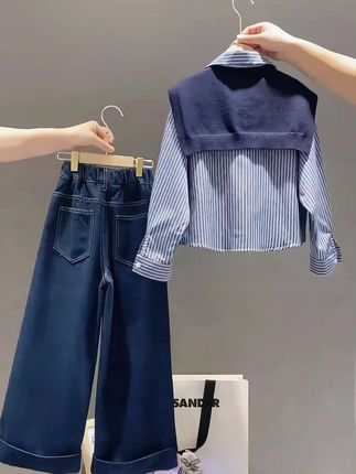女童衬衫秋季中大童两件套装春秋装2025新款儿童春款牛仔裤韩系潮#女童衬衫#两件套#牛仔裤#夏季牛仔裤#儿童衬衫