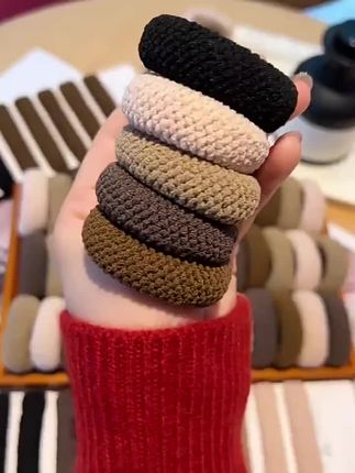 秋冬加粗毛毛发圈扎马尾丸子头简约头绳高弹力不伤发皮筋成人发绳#发绳 #发圈 #头饰发饰
