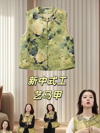 加莉新中式【青色烟雨】扎染妙色工艺马甲#新中式 #国风 #马甲 #加莉穿搭 #加莉服饰