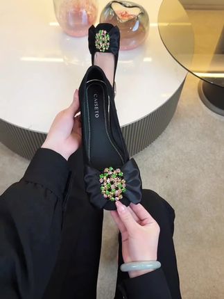 羊皮鞋女真皮断码清仓新款浅口玛丽珍女鞋法式复古 乐福鞋豆豆鞋子
