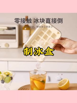 【零接触】注水冰块模具按压冰格冻冰块家用冰箱自制冰块储存盒#冰块储存盒 #按压冰格 #制冰盒 #冰块模具 #按压冰格