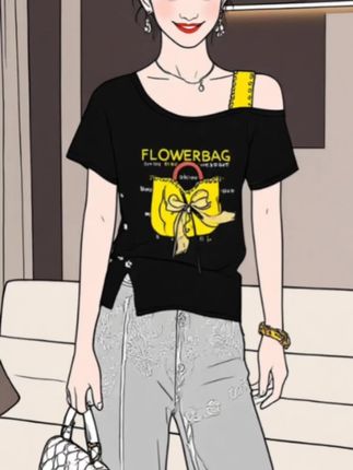 #漏肩短袖 #短袖t恤 #百搭 #减龄穿搭 #时尚穿搭