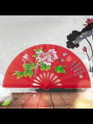 唯有牡丹真国色。#牡丹鹦鹉 #太极扇 #功夫扇 #广场舞扇子 #响扇舞