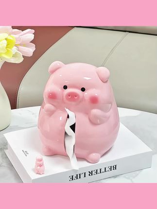 #纸巾盒 高颜值小猪纸巾盒家用客厅可爱装饰抽纸盒陶瓷摆件餐巾纸抽盒#纸巾盒摆件 #纸巾盒收纳 #抽纸盒 #抽纸盒家用