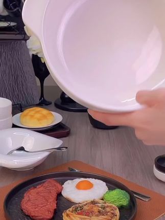 白色陶瓷双耳汤碗创意防烫简约大碗泡面碗家用酸菜鱼碗高级汤盆#双耳汤碗 #泡面碗 #陶瓷