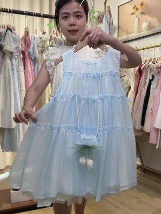 【送花朵包包】女童夏装连衣裙2025夏季新款中大童儿童表演裙子沙滩,小女孩穿上甜美,乖巧又可爱三伏天穿上特别凉快