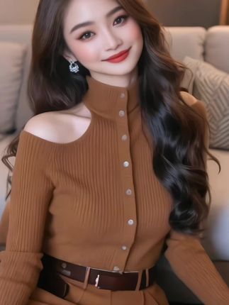 #针织衫#露肩打底衫#优雅气质 #时尚打底衫#高级穿搭