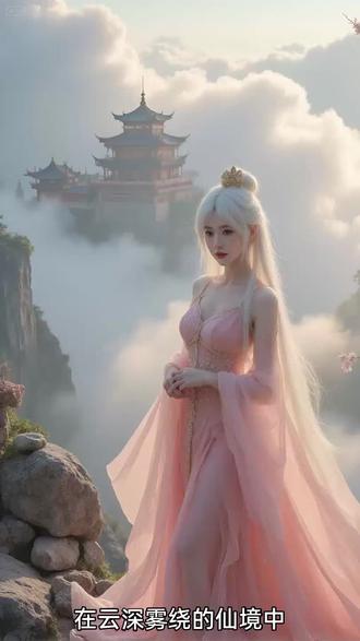 云雾缭绕的山巅,古塔隐现如梦似幻,仿佛藏着千年的秘密。她立于仙境之中,一袭粉纱轻舞,宛如从《山海经》里走出来的神女。指尖微颤,似有灵光流转,静谧中透着神秘与温柔。#山海经异兽录#古风#山海经异兽录
