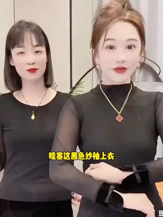 新款时尚百搭春秋洋气国风丝绒袖口网衫524#
