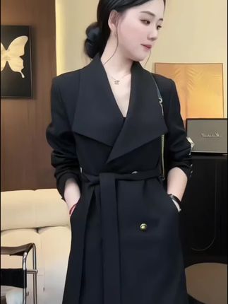 2025新款爆款洋气秋季女装时尚气质显瘦轻奢风衣外套女#时尚风衣#气质外套#洋气长款风衣#显瘦大衣#百搭风衣