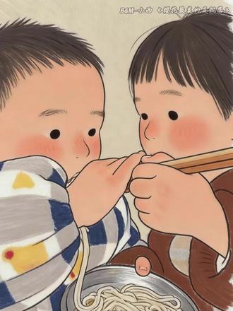 抢着吃饭会更香吗 #绘画 #孩子 #姐弟 #歌曲樱花最美的是飘落