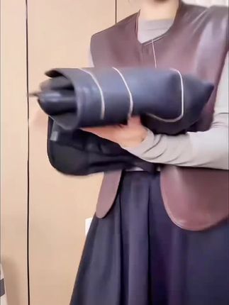 【柔软蛋白皮】PU皮衣马甲秋季休闲洋气圆领单排扣透气简约宽松马夹#高级感穿搭 #穿搭分享 #气质范 #优雅气质 #基础款