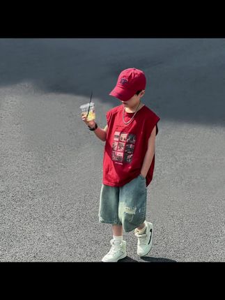男童夏装套装2025新款纯棉休闲薄款儿童背心韩版无袖T恤潮TZW916#好物推荐🔥 #热卖中的爆款