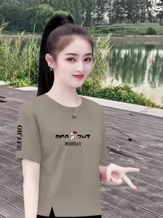 啄木鸟纯棉短袖T恤女夏季新款韩版宽松显瘦时尚休闲百搭女士上衣7月29#夏季新款女装 #短袖推荐 #减龄显瘦穿搭 #夏季穿搭 #t恤穿搭