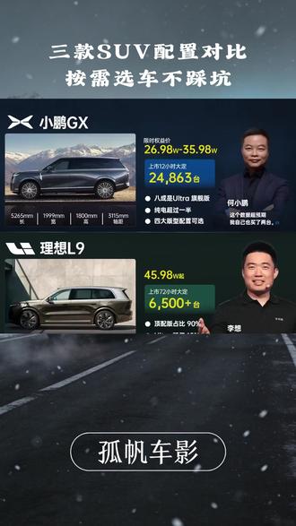 三款全尺寸SUV对比,你选谁?#小鹏GX #理想L9 #问界M9