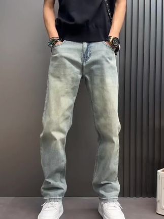 #牛仔裤 黄泥牛仔裤秋季新款宽松水洗做旧美式痞帅慵懒风男装灰色牛仔裤#百搭牛仔裤 #时尚裤 #男士牛仔裤 #牛仔裤搭配