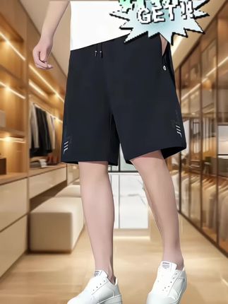 男士休闲冰爽五分裤宽松透气速干跑步弹力大码短裤#休闲裤 #夏季穿搭 #显高显瘦 #短裤穿搭 #速干裤