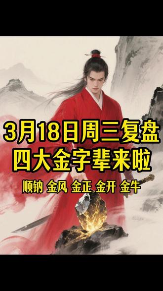 3月18日周三复盘,四大金字辈来啦 #金风科技 #金正大 #金开新能 #金牛化工 #顺钠股份