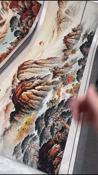 客厅多了一幅泰山日出挂画,美得让人心动!