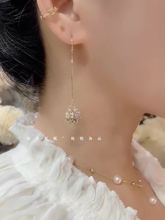 #925银耳饰#日韩款潮耳勾#米珠长款流苏耳饰好物推荐🔥