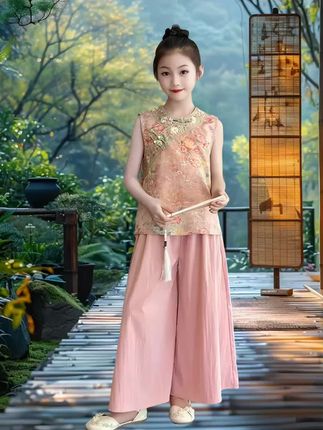 #时尚感穿搭 #女童新中式国风背心套装#生女儿就是用来打扮的 #潮流时尚穿搭 #时尚民族风穿搭