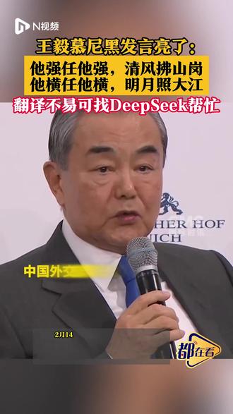 王毅慕尼黑发言亮了:他强任他强,清风拂山岗,他横任他横,明月照大江,翻译不易可找DeepSeek帮忙