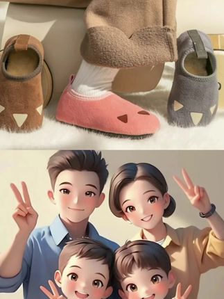 慈拓秋冬季儿童地板鞋厚底摇粒绒包跟软底加绒加厚毛毛鞋卡通隔凉 #强烈推荐 #每日分享 #居家地板鞋 #脚宽脚胖都可以 #每日分享