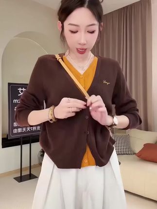 秋季新款减龄时尚套装女撞色假两件针织上衣显瘦阔腿裤百搭两件套#完美搭配 #强烈推荐 #好物推荐分享